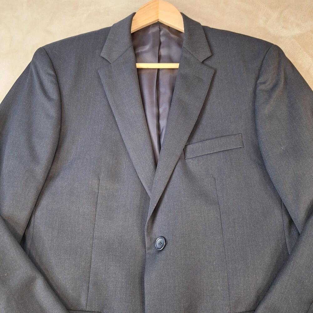 Pronto Uomo Suit Jacket Mens 40 Regular Gray Wool Double Vent 2 Button Platinum
